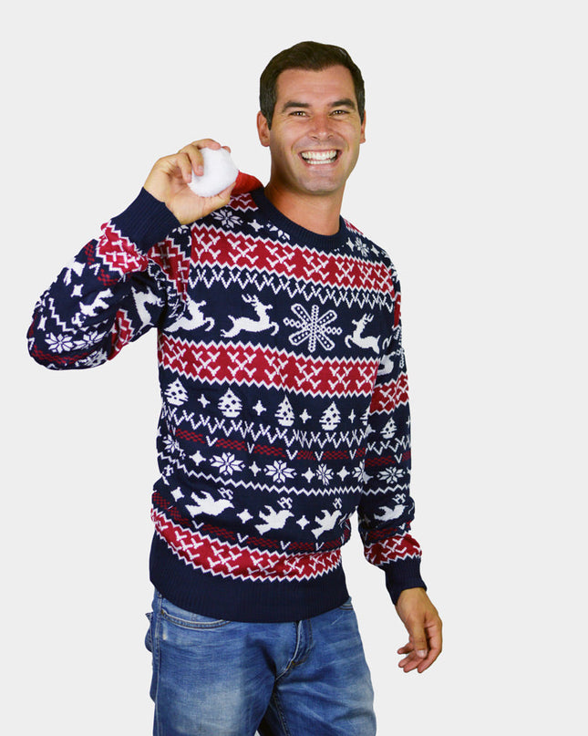 Herrenpullover mit Rentier- und Weihnachtsmotiven