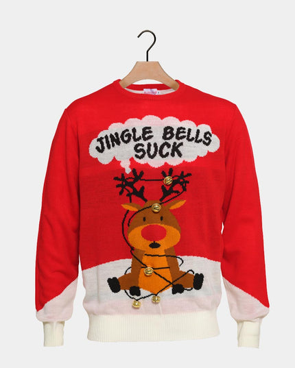 Couple's Christmas Sweater Red "Jingle Bells" 3D Design