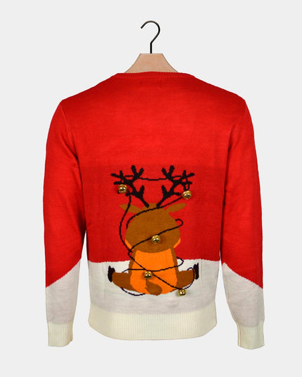 3D Red Christmas Sweater for Men with Jingle Bells