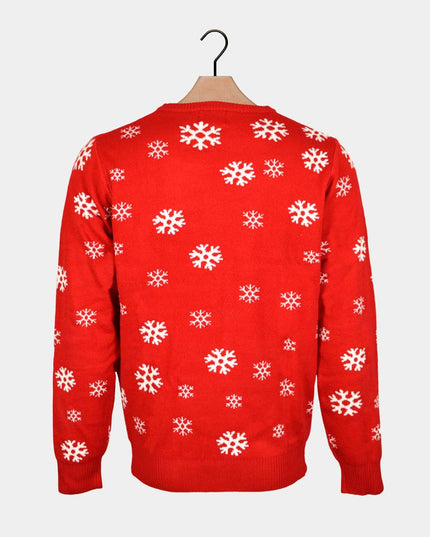 Women's Red Christmas Sweater with Santa and Reindeer