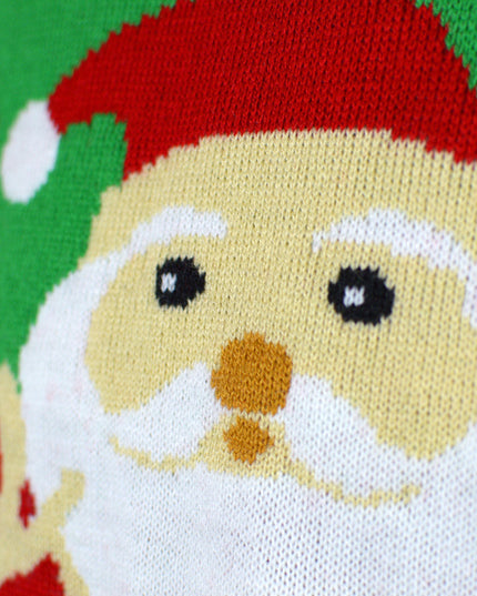 Women's Red Christmas Sweater with Santa and Reindeer