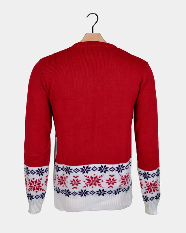 Christmas Sweater for Men Red with Skating Reindeer