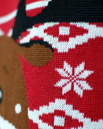 Red Rudolph Christmas Sweater with Scarf for Women