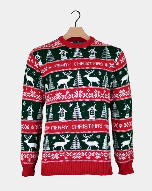 Red and Green Merry Christmas Sweater for Couples