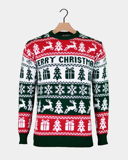 Grüner, roter und weißer „Merry Christmas“-Pullover 2022