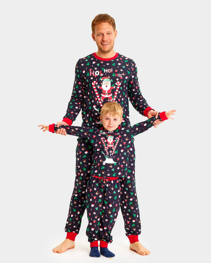 Kids Christmas Pajamas Featuring Skiing Santa