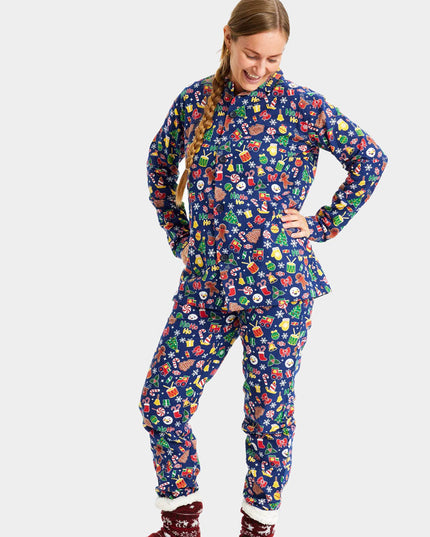 Family Christmas Pajamas in Blue with Holiday Patterns
