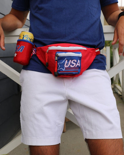 Red USA Fanny Pack w/ Drink Holder