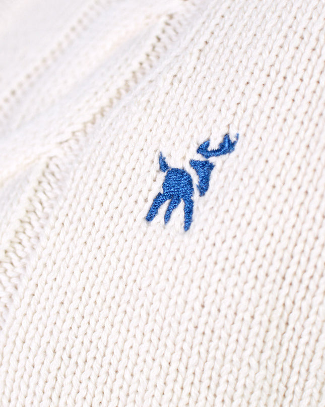 Women's Organic Cotton Alpine Cardigan Sweater with Reindeer