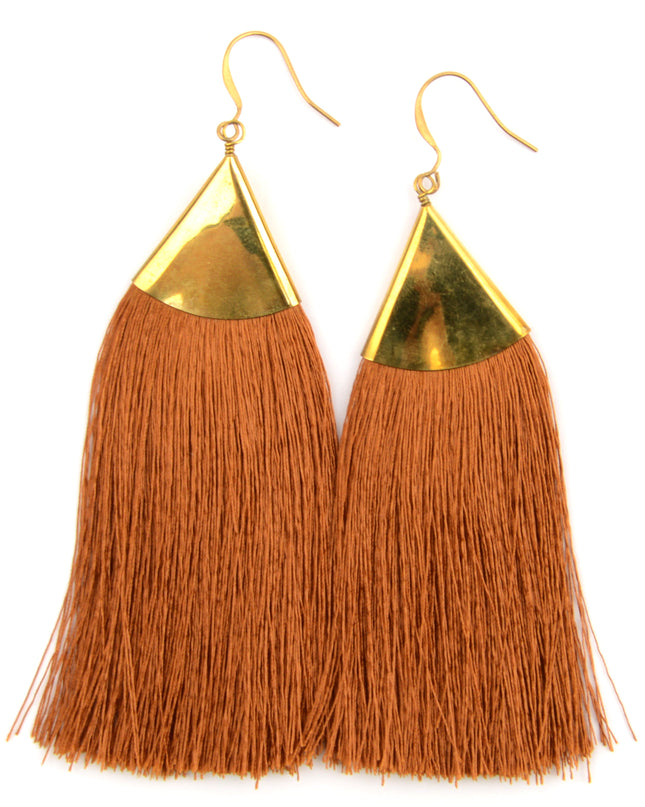 Fringe Earrings - Brown Christmas Accessory