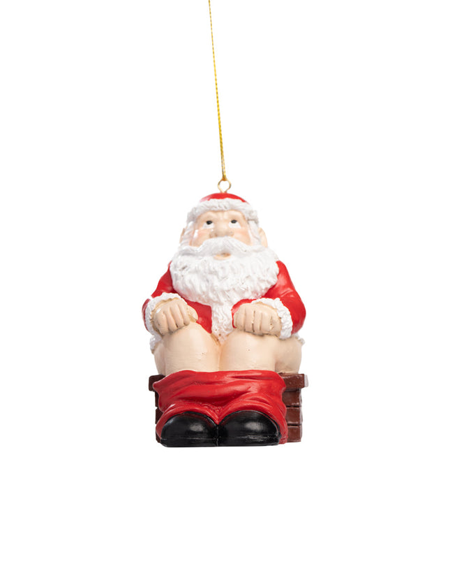 Santa Pooping Down the Chimney Figurine