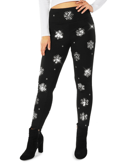 Sequined Snowflake High Waisted Leggings