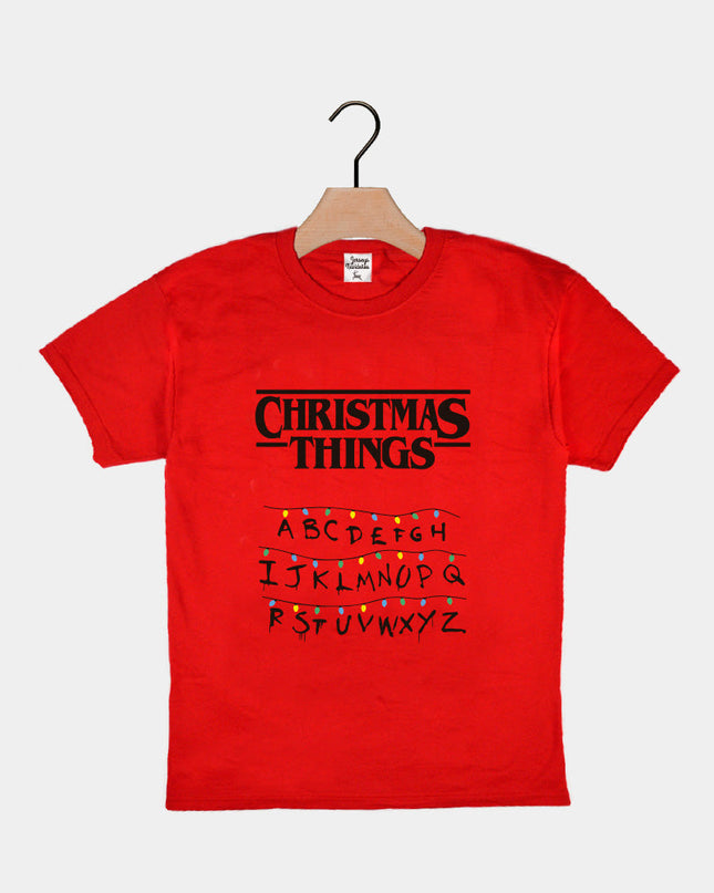 Red Kids Christmas T-Shirt with Christmas Things