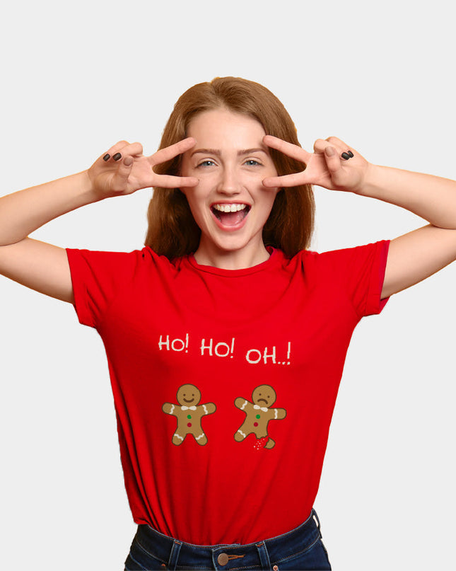 Rotes Weihnachts-T-Shirt für die Familie mit Lebkuchenmann-Motiv
