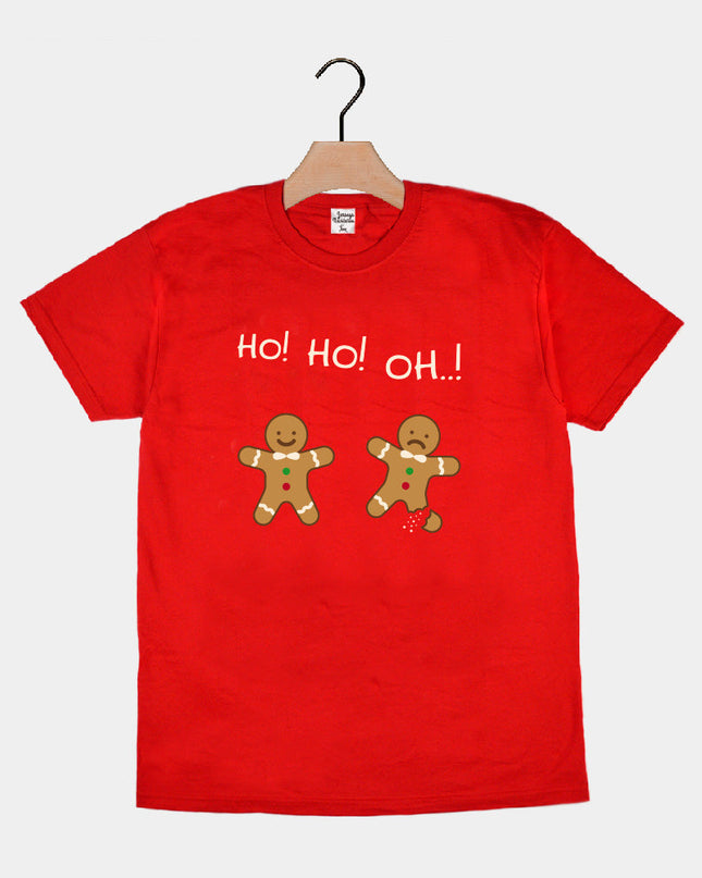 Rotes Weihnachts-T-Shirt für die Familie mit Lebkuchenmann-Motiv