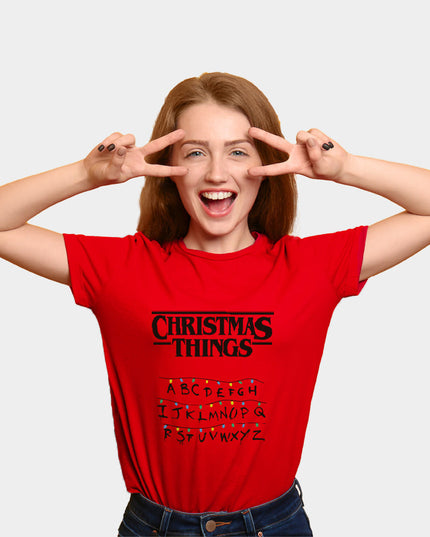 Red Christmas T-Shirt for Men and Women with Christmas Graphics