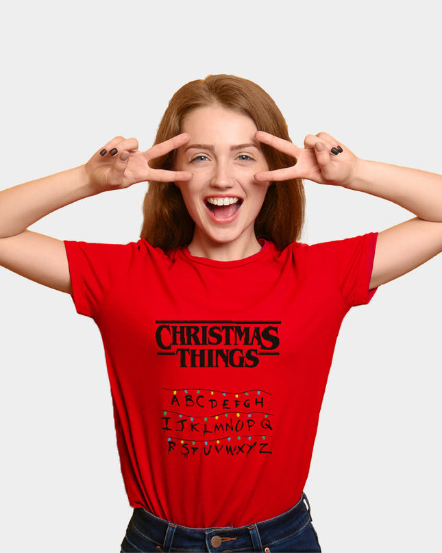 Red Christmas T-Shirt for Men and Women with Christmas Graphics