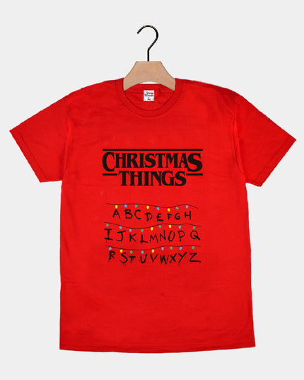 Red Christmas T-Shirt for Men and Women with Christmas Things
