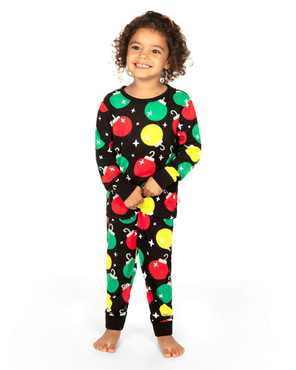Toddler Girl's Ornaments Crew Neck Pajama Set