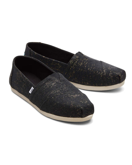 TOMS Alpargata Metallic Linen - Schwarze Hausschuhe
