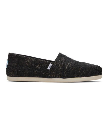 Black Metallic Linen Alpargata Slippers by TOMS