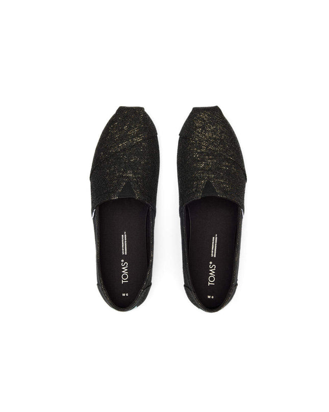TOMS Alpargata Metallic Linen - Schwarze Hausschuhe
