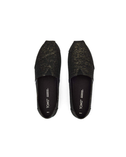 Black Metallic Linen Alpargata Slippers by TOMS