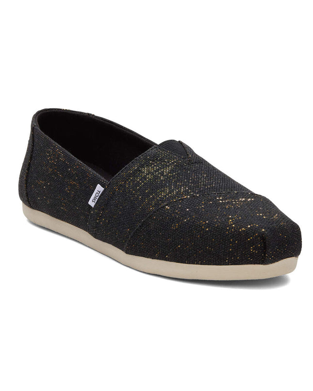 TOMS Alpargata Metallic Linen - Schwarze Hausschuhe