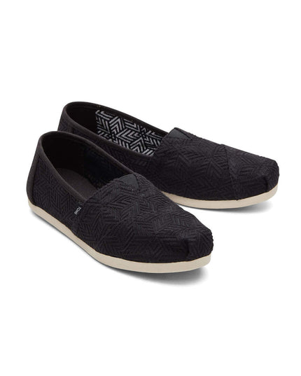 TOMS Alpargata Geometric Lace - Schwarze Hausschuhe