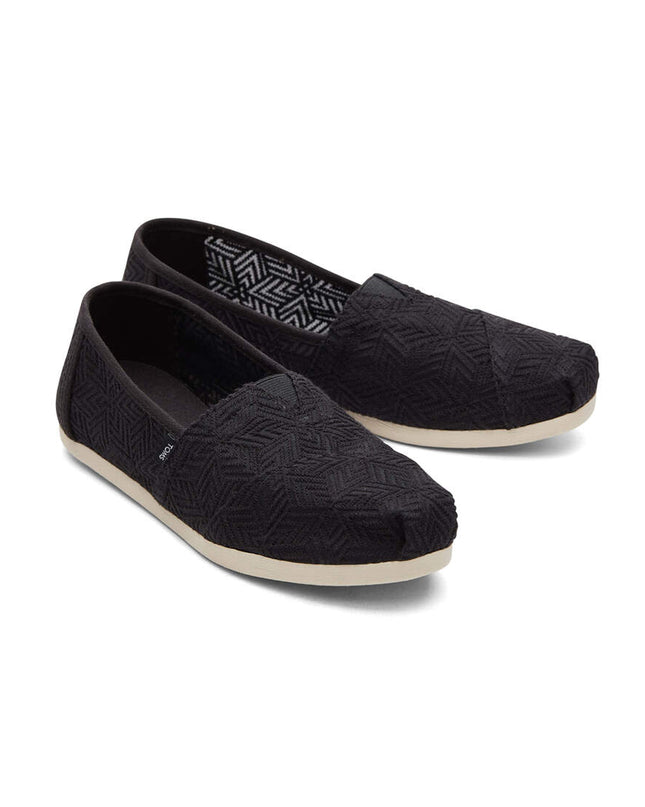 TOMS Alpargata Geometric Lace - Schwarze Hausschuhe