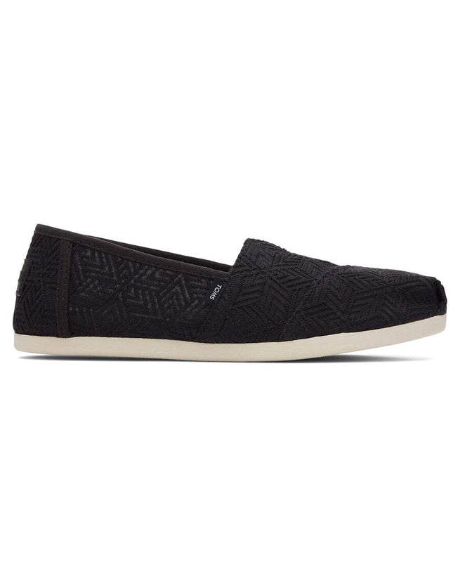 TOMS Alpargata Geometric Lace - Schwarze Hausschuhe
