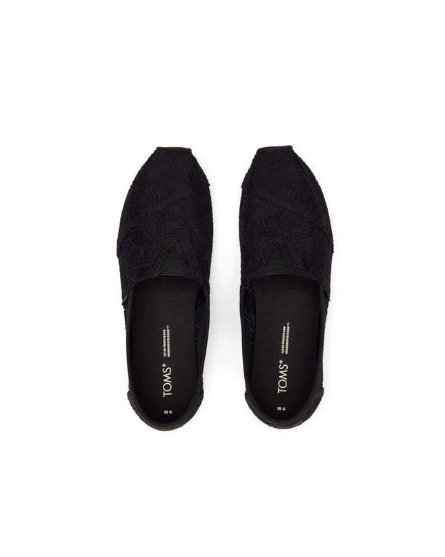 TOMS Alpargata Geometric Lace - Schwarze Hausschuhe