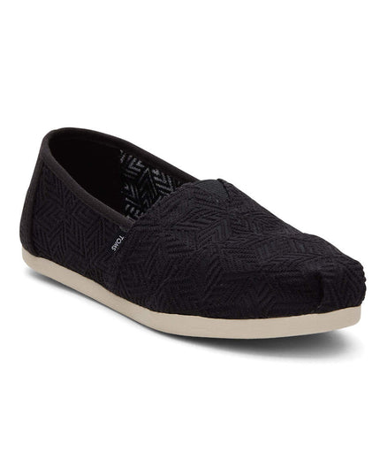TOMS Alpargata Geometric Lace - Schwarze Hausschuhe