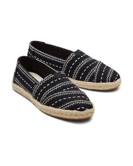 Black Chunky Global Woven Rope Espadrille Slippers by TOMS