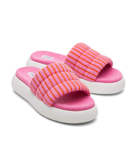 TOMS Mallow Slide Terry - Rosa gestreifte Hausschuhe