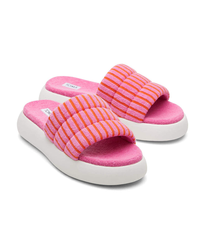TOMS Mallow Slide Terry - Rosa gestreifte Hausschuhe