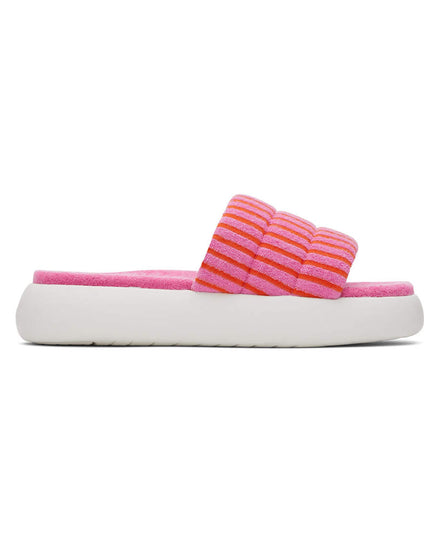 TOMS Mallow Slide Terry - Rosa gestreifte Hausschuhe