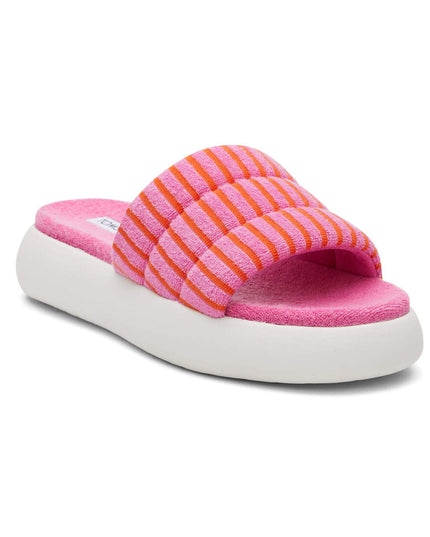 TOMS Mallow Slide Terry - Rosa gestreifte Hausschuhe