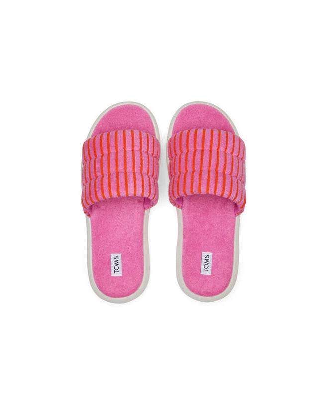 TOMS Mallow Slide Terry - Rosa gestreifte Hausschuhe