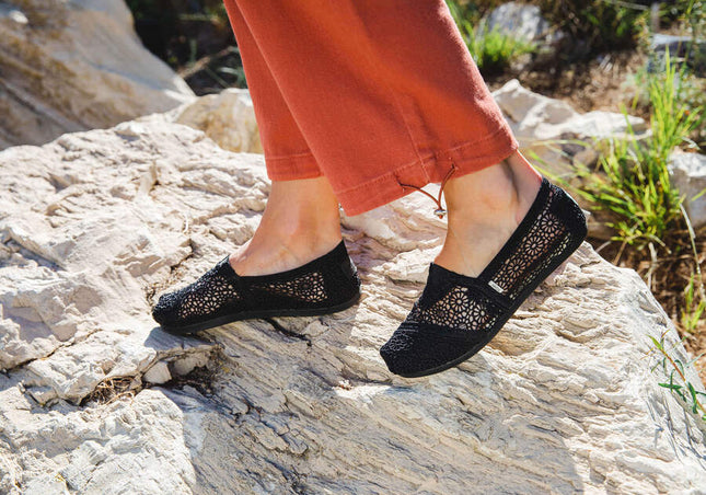 Moroccan Crochet Black Slippers by TOMS