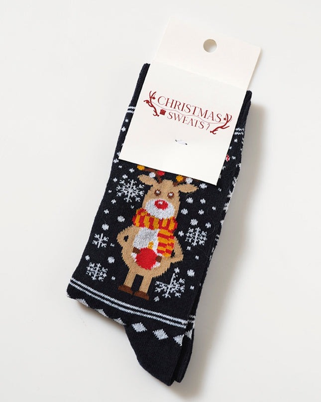 Reindeer Pattern Christmas Socks