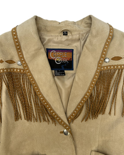 Vintage braune Lederjacke mit Fransen