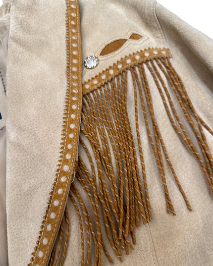 Vintage braune Lederjacke mit Fransen