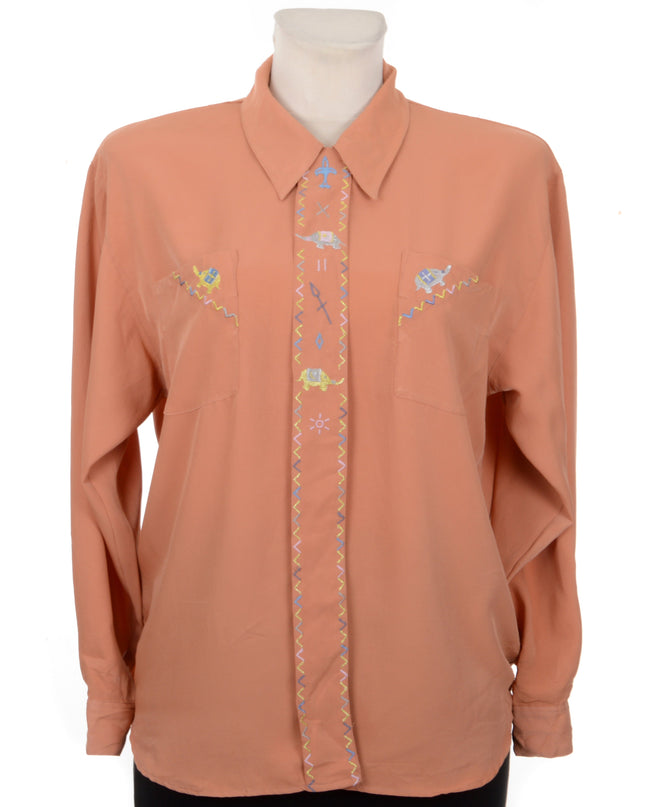 Vintage-Bluse – Elefantenmuster