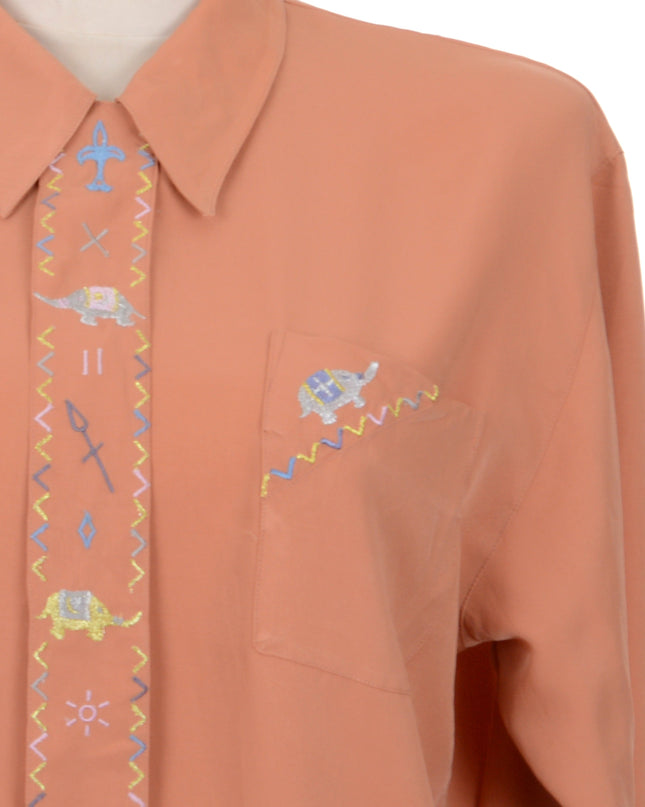 Vintage-Bluse – Elefantenmuster