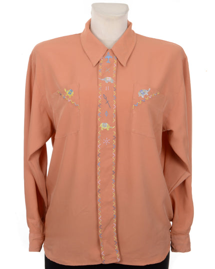 Vintage-Bluse – Elefantenmuster