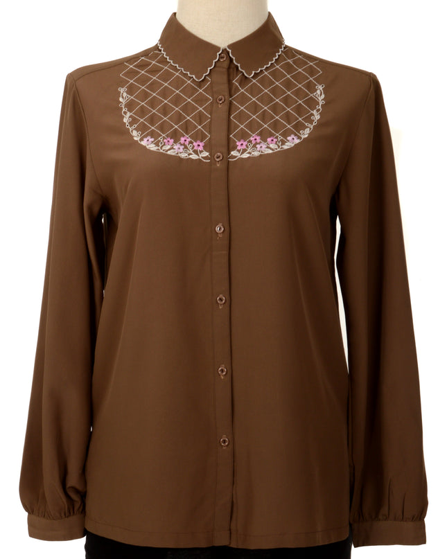 Vintage-Bluse – Braun