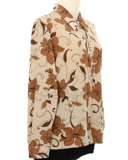 Vintage-Bluse – Braun mit Blumenmuster