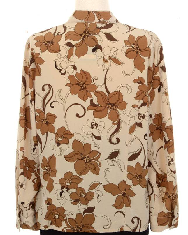 Vintage-Bluse – Braun mit Blumenmuster