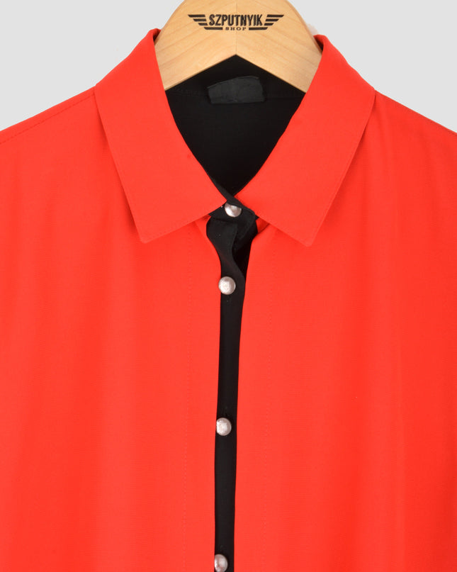 Vintage-Bluse – Colorblock | Rot